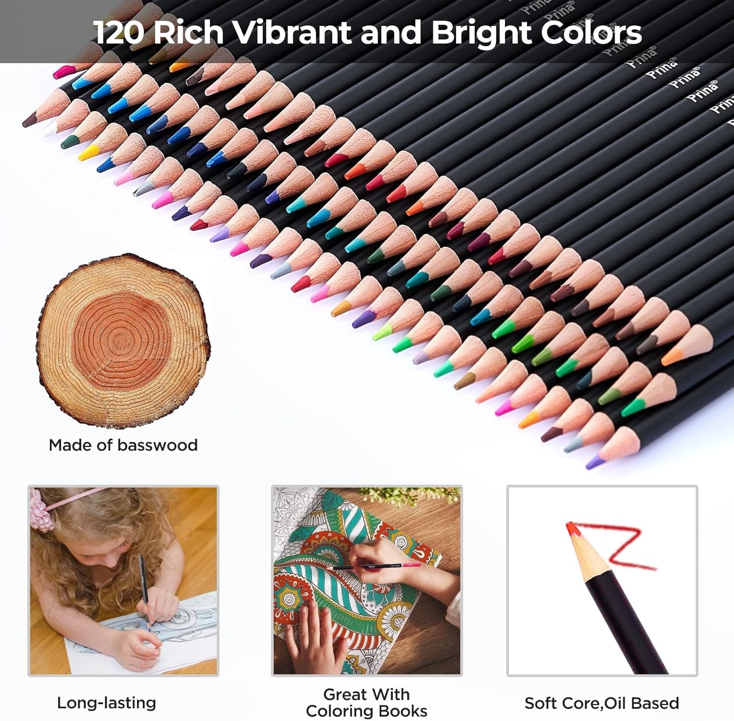 PRINA Art Supplies 120 Colors Colored Pencils Set for Adults Multicolor