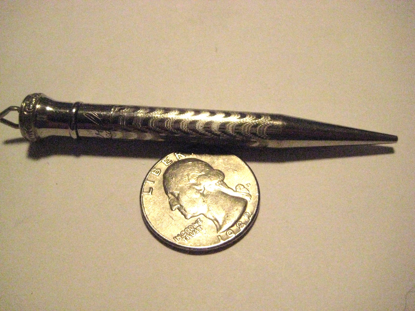 Vintage Ornate Ritewell White Gold-Plated Mechanical Pencil Very Good Condition