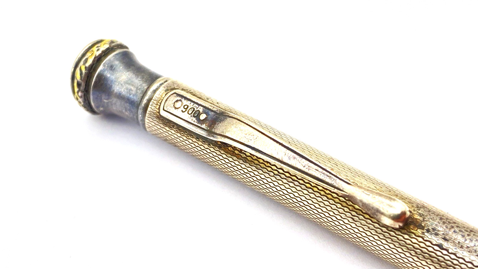 VINTAGE 900 SILVER MECHANICAL PENCIL IN WAIVY PATTERN MADE IN GERMANY 1920S