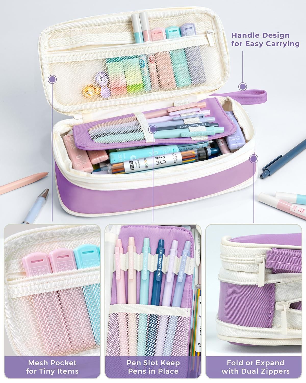 Purple 36PCS Mechanical Pencil Set with 624 0.5mm Pencil Lead Refills Leads