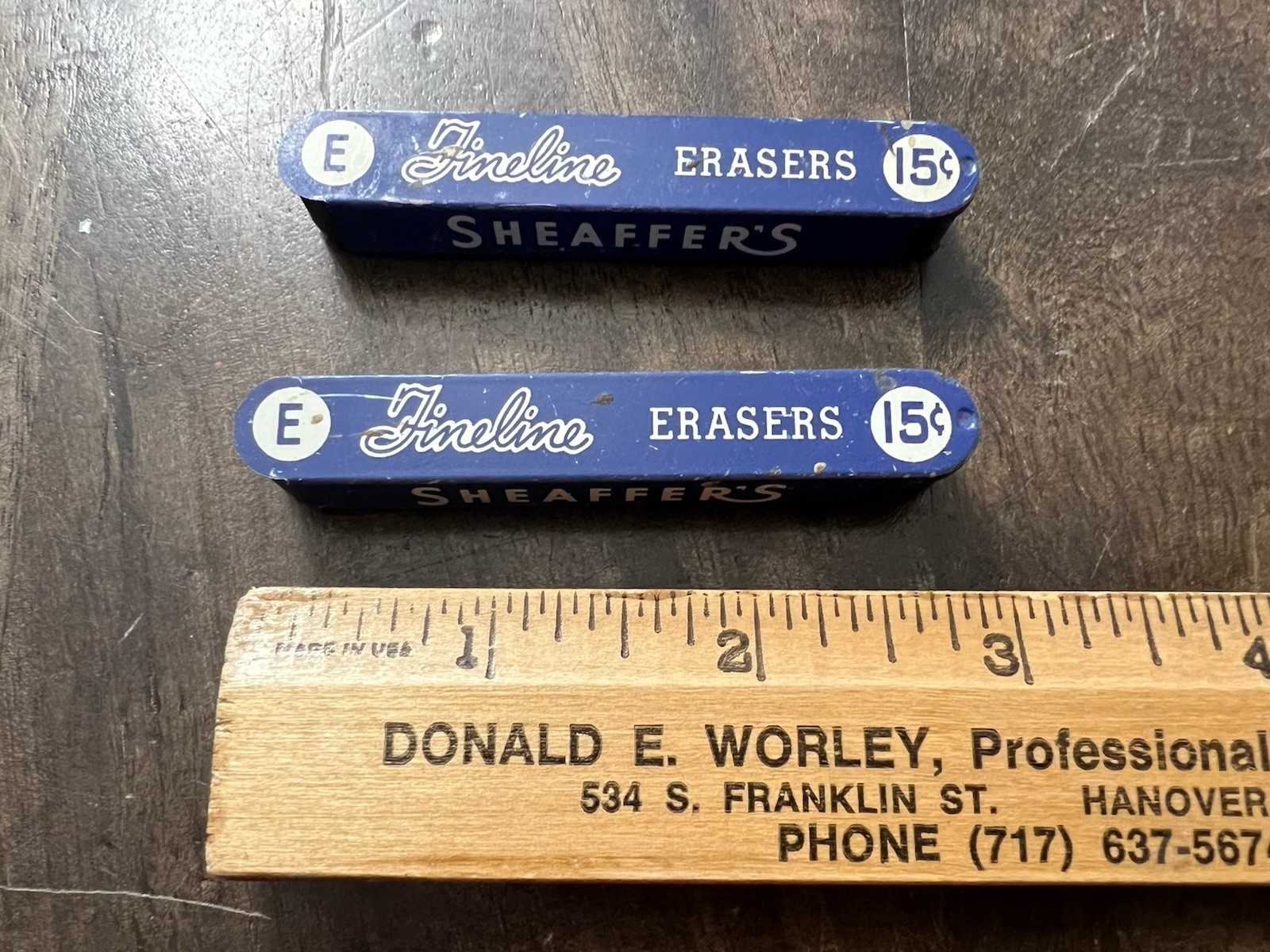 Vintage Sheaffer Fineline E Mechanical Pencil Erasers in Original Metal Tin USA