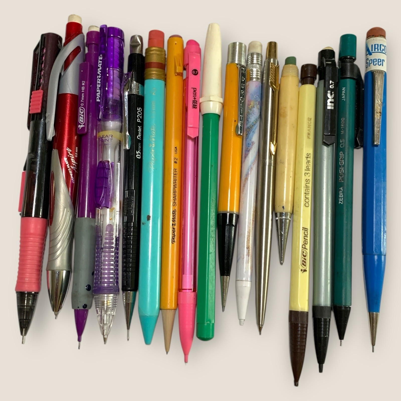 Vintage Mechanical Pencil Lot Erasers Leads Zebra Pentel Papermate Bic Parker