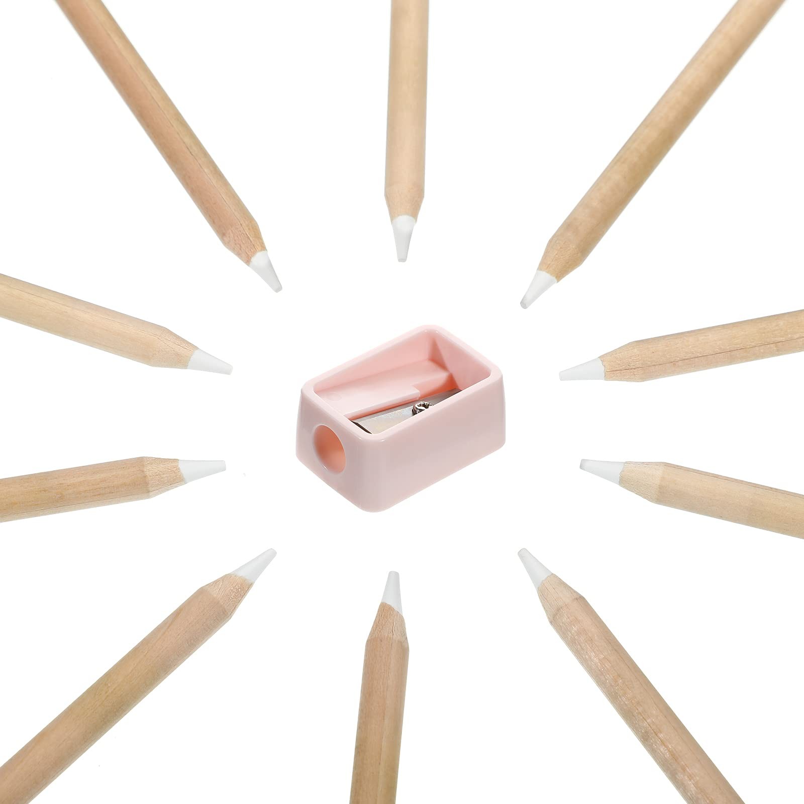 Tenare 10 Pieces White Chalk Pencil Set 1 Count (Pack of 10), Wooden