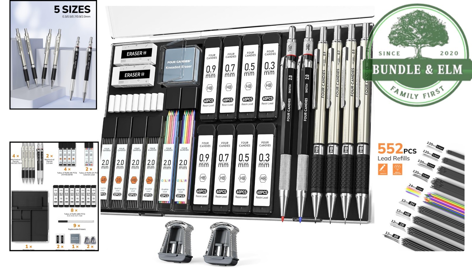 Durable Mechanical Pencil Set with Assorted Lead Types and Comfort Grip Design