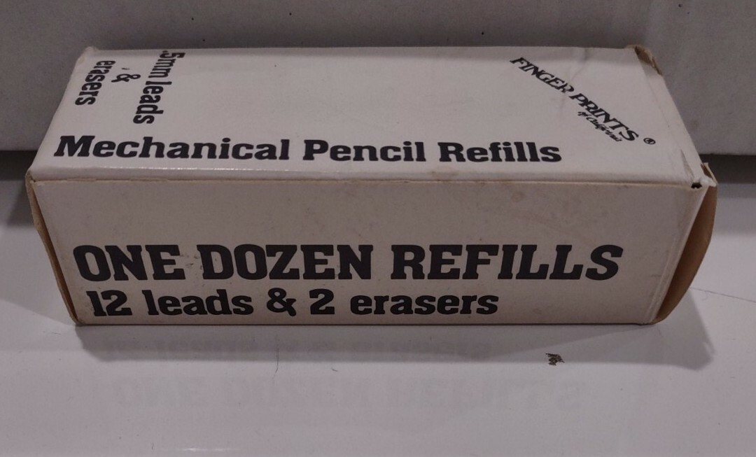 Finger Prints Mechanical Pencil Refills W/.5mm Leads & Erasers 1 Dozen Vtg – New