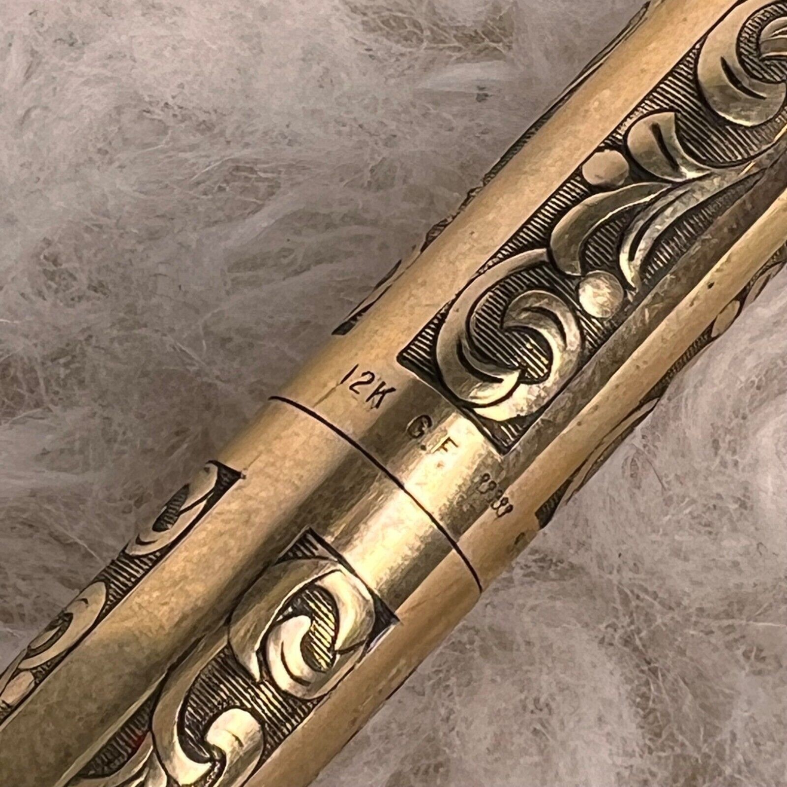 Vintage 70s Sheaffer 12k Imperial Mechanical Pencil Embossed Leaf Motif Gift