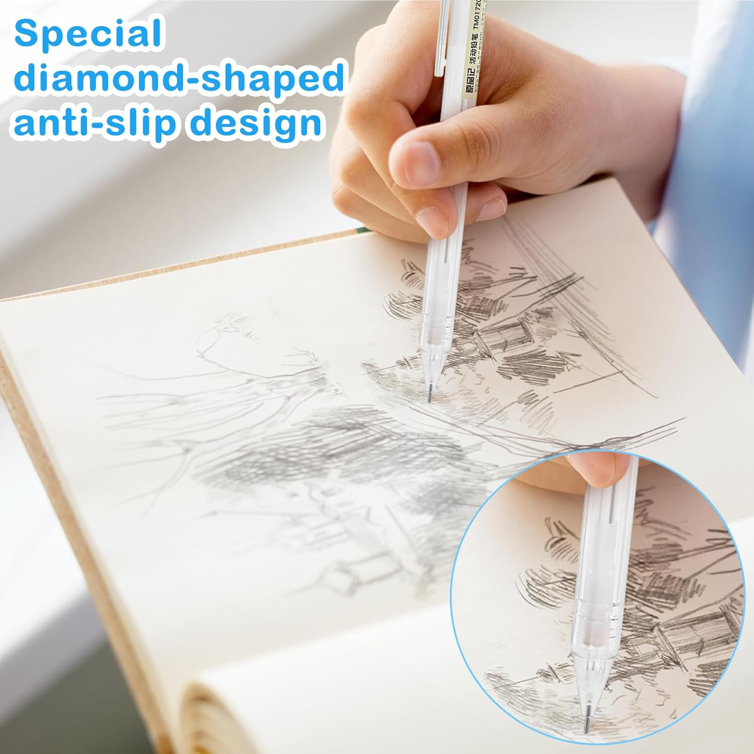 6PCS Novelty Mechanical Pencil Set, 0.5mm Transparent Pen Shell Pencils with 60p
