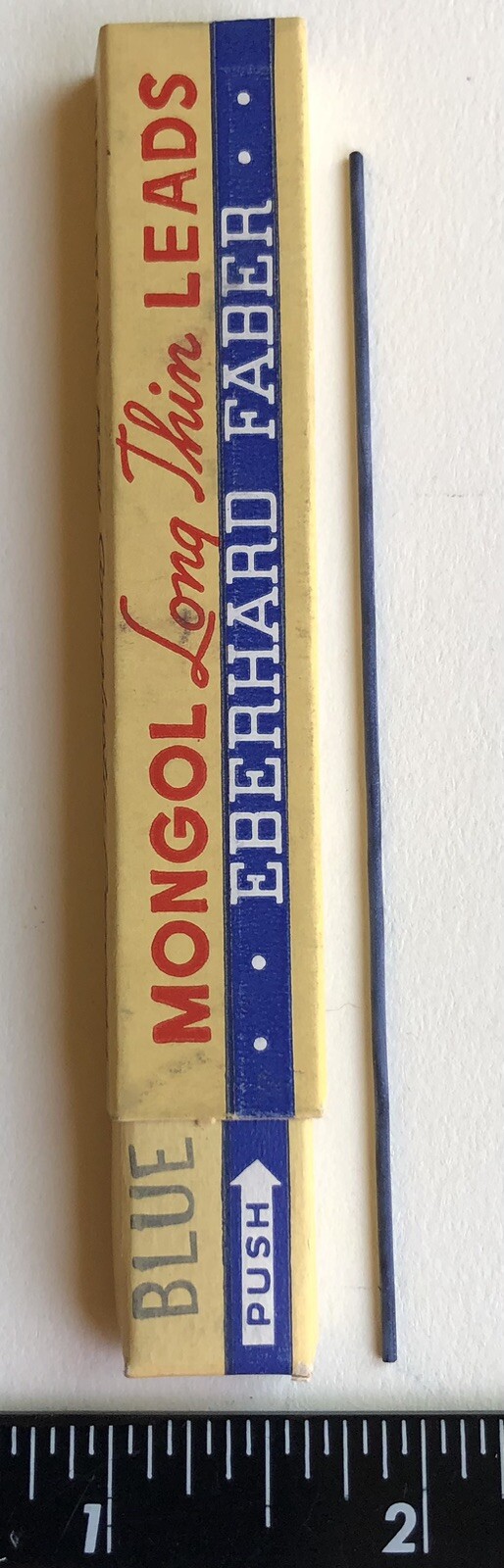 Vintage EBERHARD FABER Mongol BLUE Mechanical Pencil Lead 1.18mm 4″ NOS 12pk USA