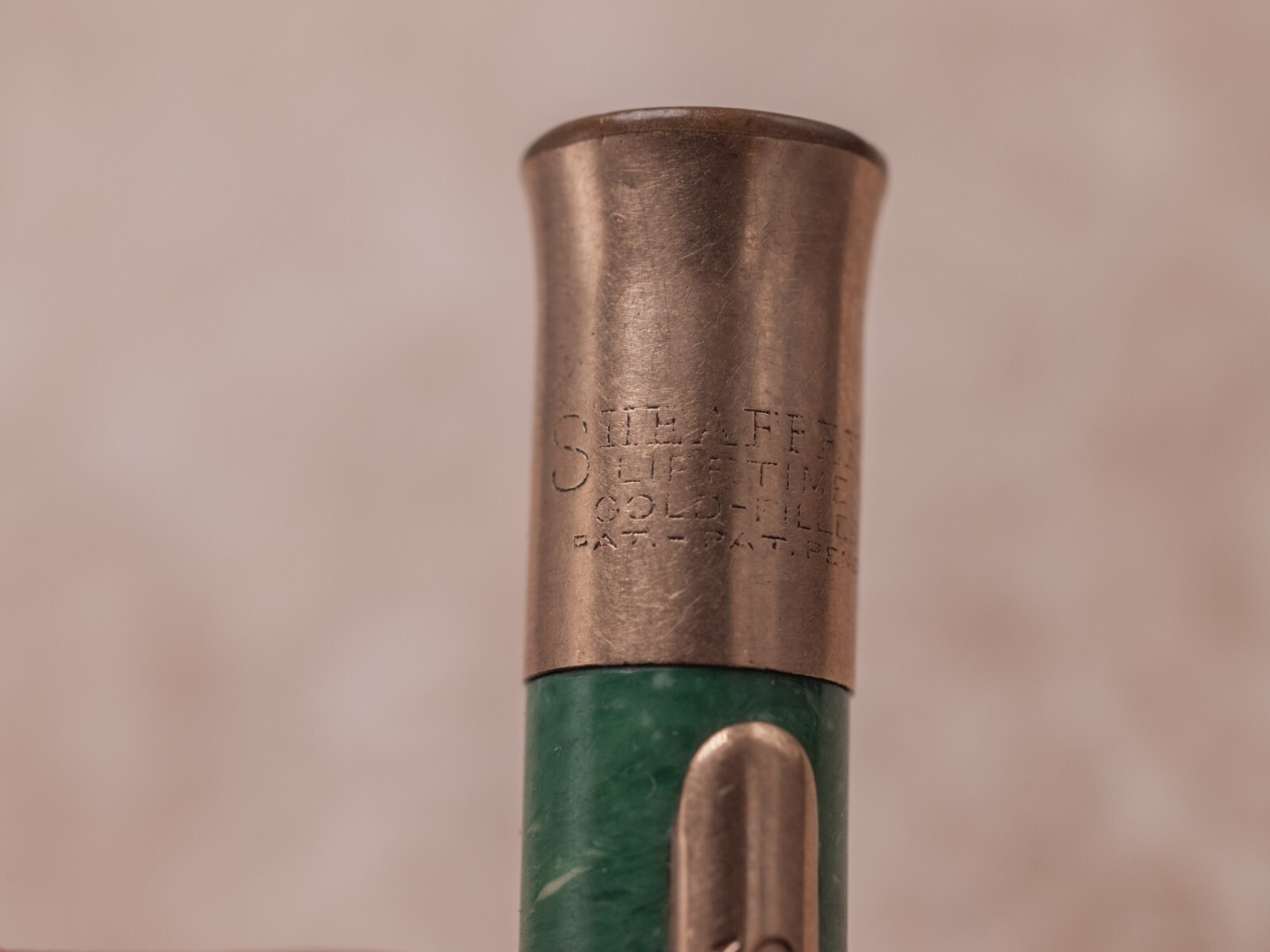 1930s Sheaffer’s Lifetime Oversize Green Mechanical Pencil GF Trim 5.25″ x 0.4″