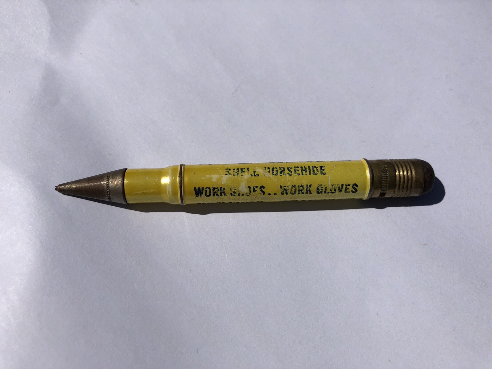 Vtg Wolverine Shell Horsehide Work Shoe Advertising Bullet Mechanical Pencil