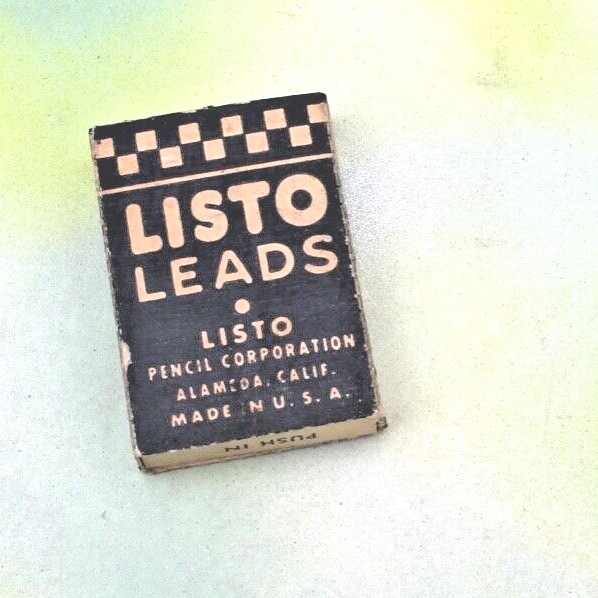 Vintage Listo Leads Black No. 162 Pencil Corporation Full Box extra Sleeve
