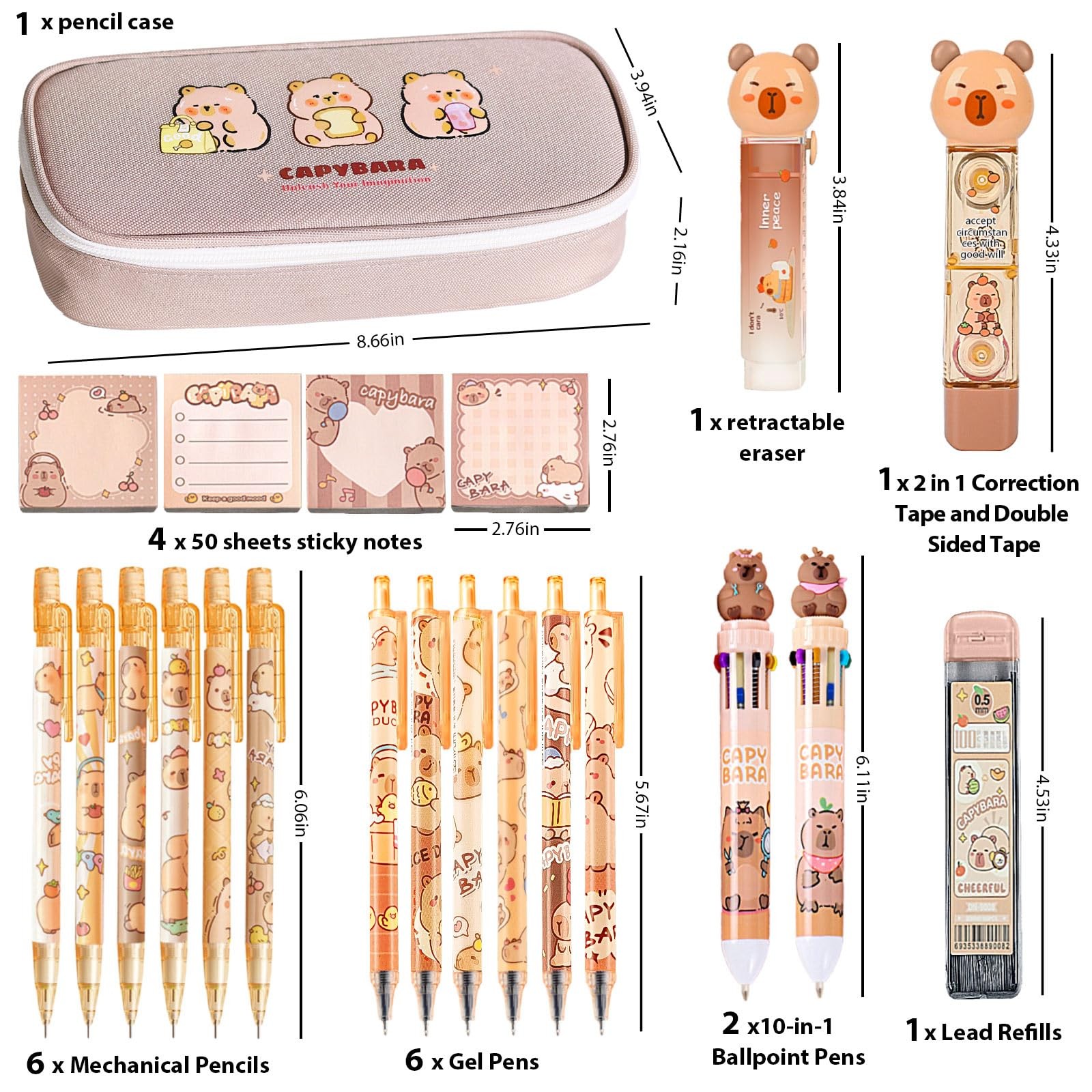 Cute Capybara School Supplies Stationery Set Kawaii Stationery Birthday Gifts…