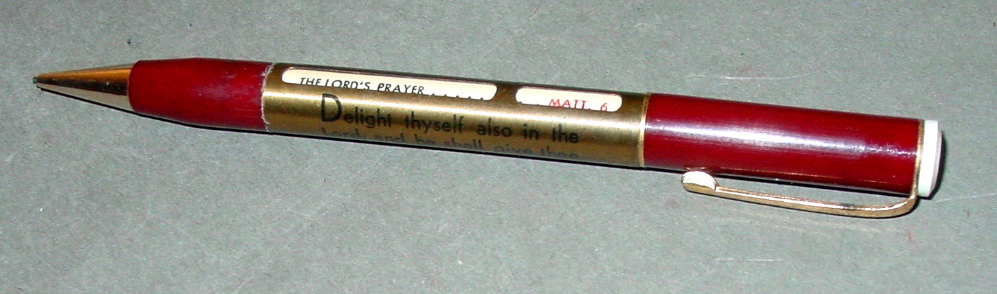 Vintage Bible Study Prayer Advertising Mascot Mechanical Rotating Body Pencil