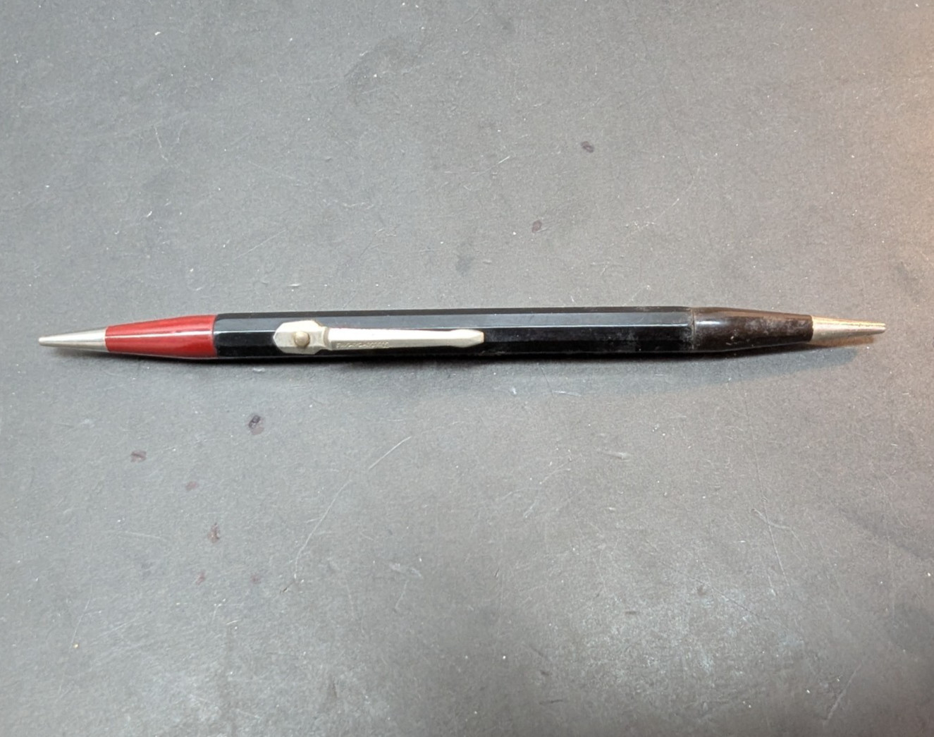Autopoint Duo-Point 8B Black w/Black & Red Ends & Chrome Pencil Real Thin USA
