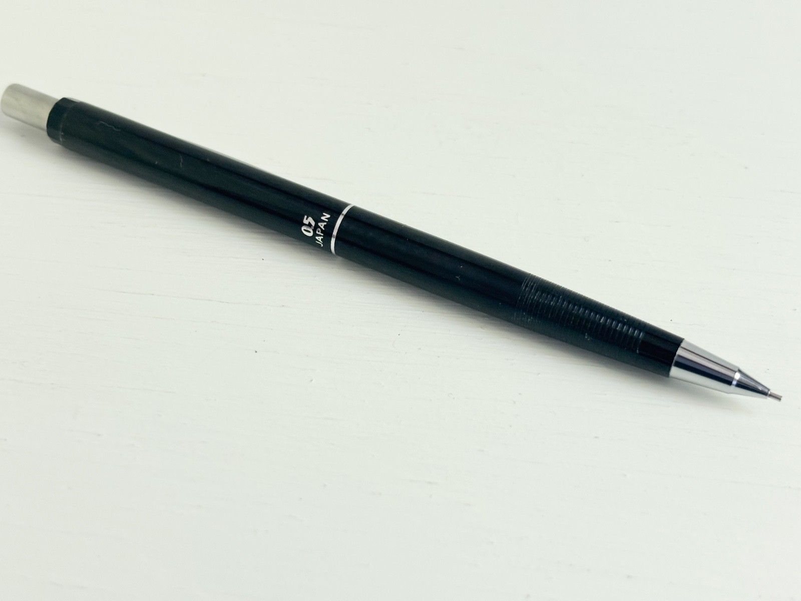 Pentel Japan Vintage 1980s Metal Barrel Mechanical Pencil Chrome Details .5mm