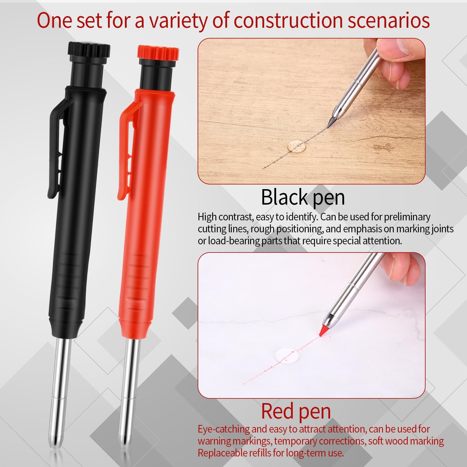 Mechanical Carpenter Pencils 2.8mm Construction Deep Hole Marker 8 Pack