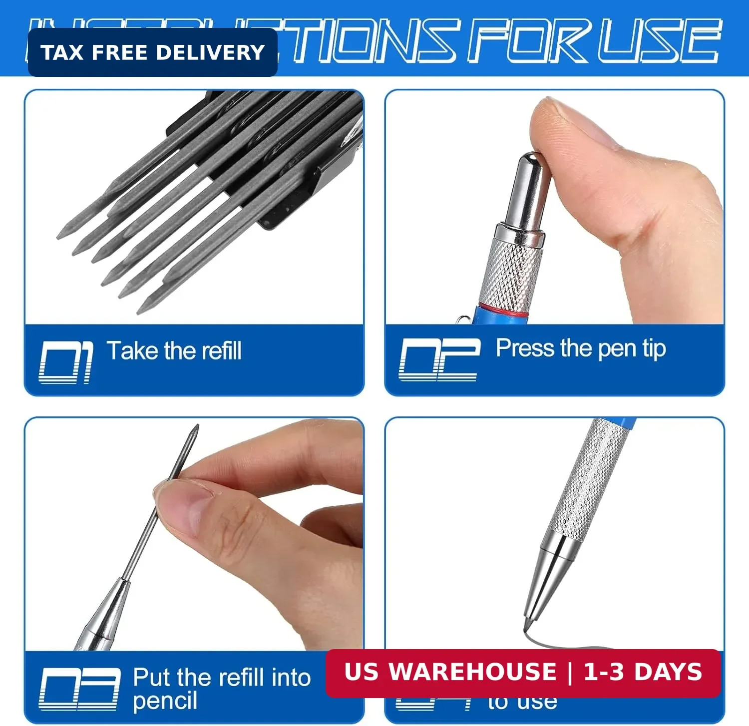 Nezyo 4 Pieces Welder Pencil with 60 Pieces Round Refills Mechanical Pencil Meta