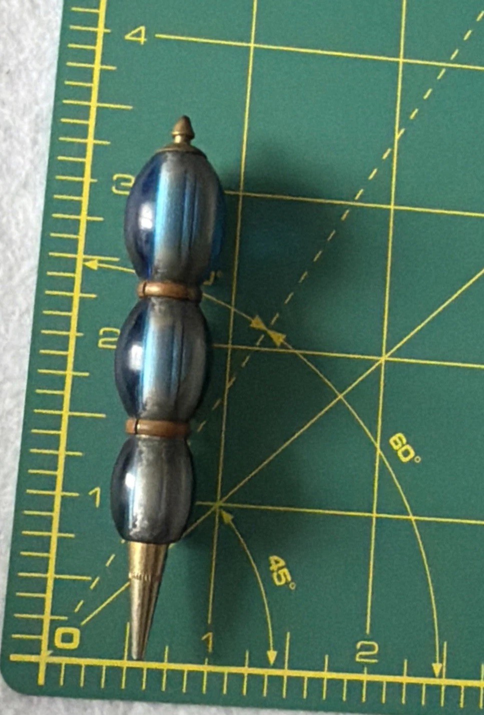 Gorgeous Gold Blue Vintage Mid Century Modern Beaded Mechanical Mini Pencil