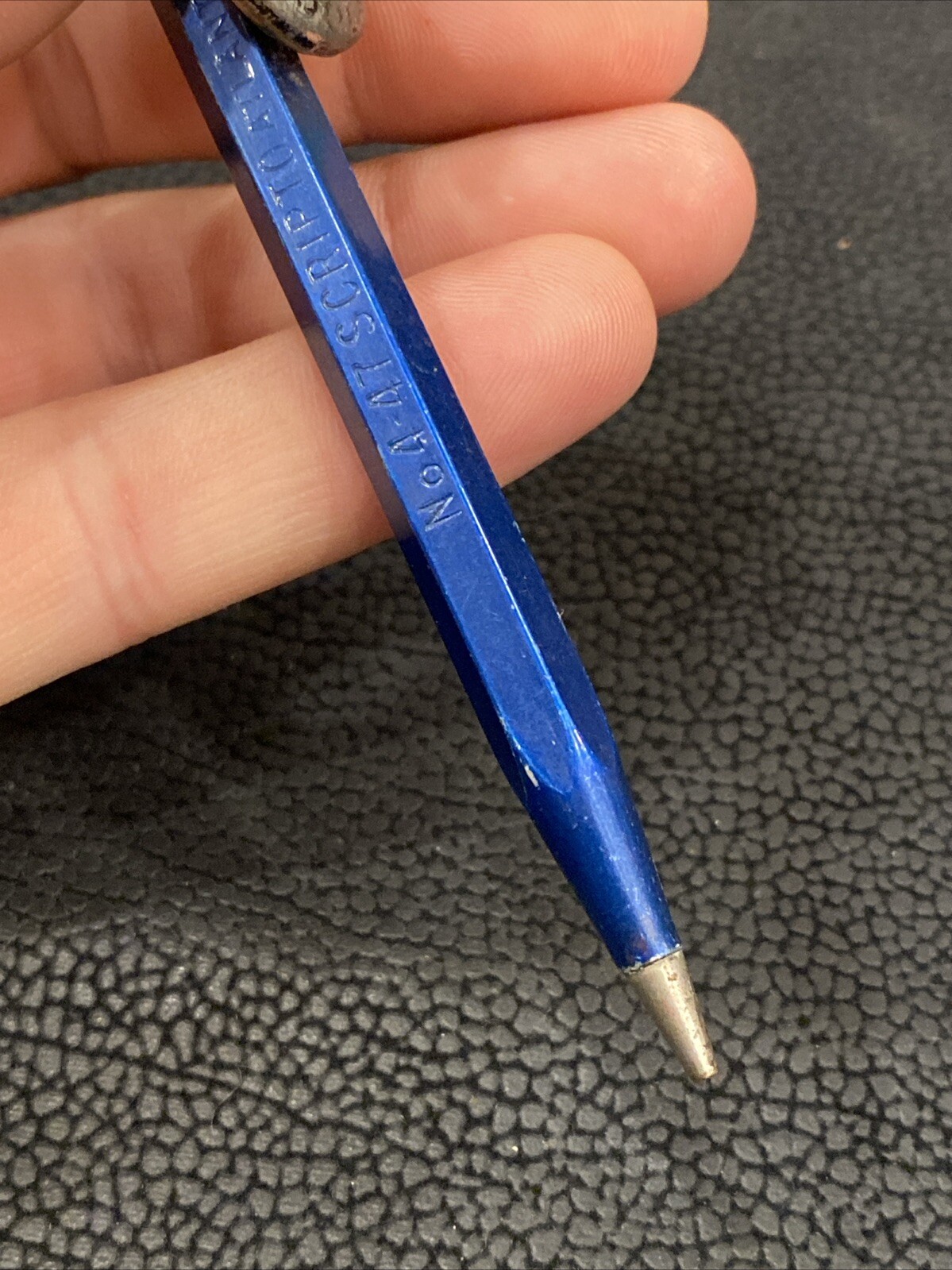 VTG 1930’s SCRIPTO 4-47 Blue STARRETT TOOLS Advertising Button Mechanical Pencil