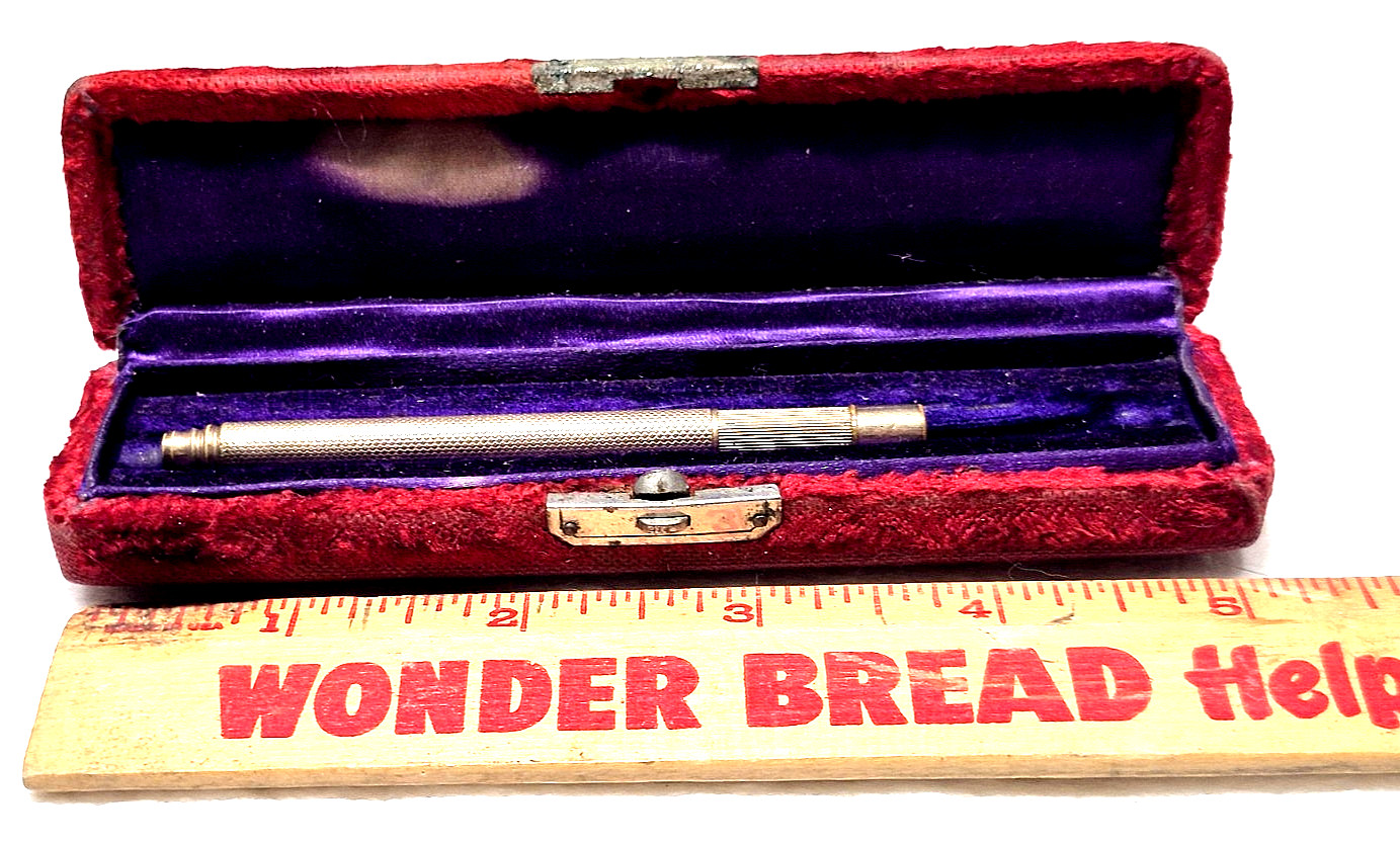Unmarked Victorian Era Gold (Plated?) Extending Working Pencil in Original Box?
