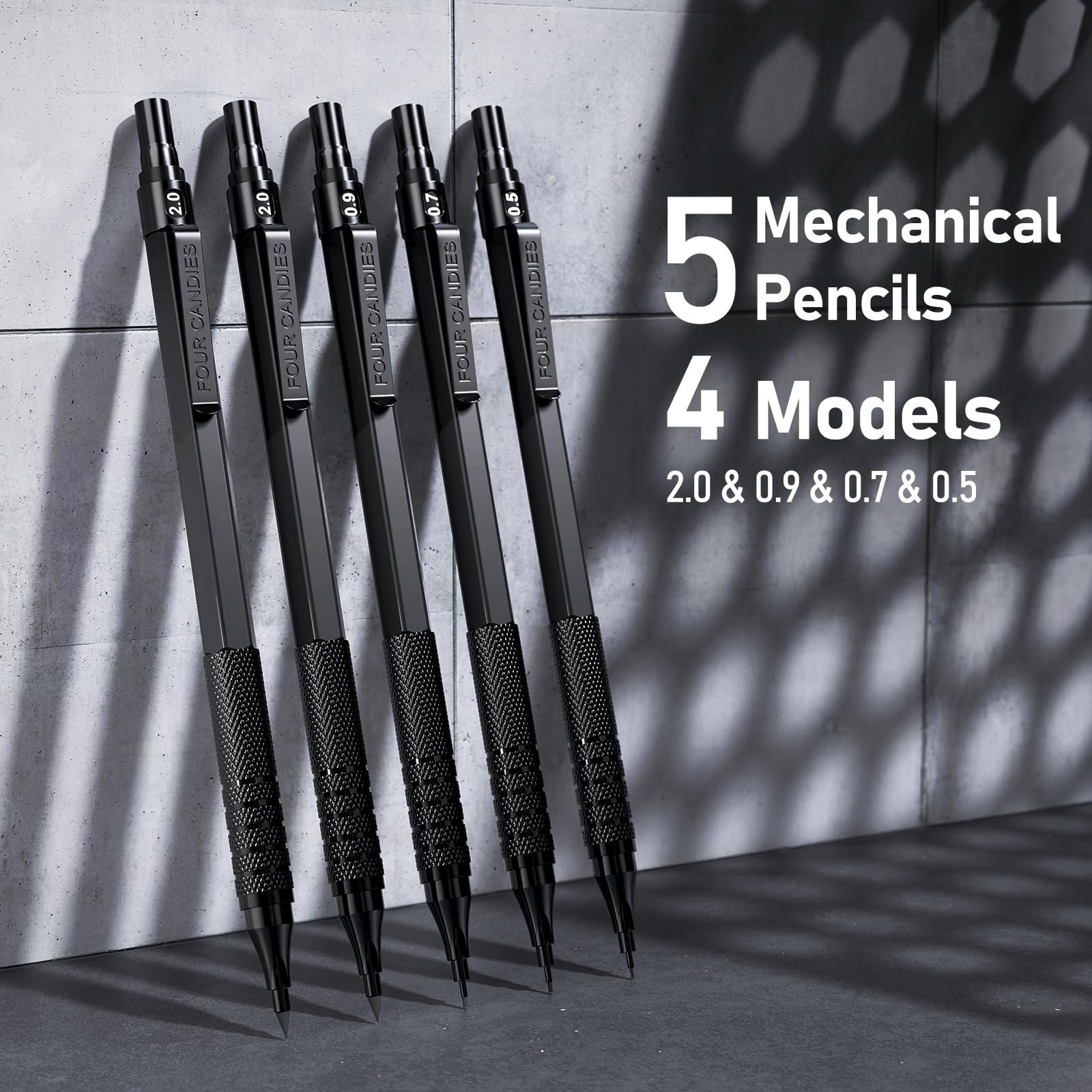 Metal Mechanical Pencil Set, 3PCS Art Drafting Pencils 0.5, 0.7, 0.9MM & 2PCS…