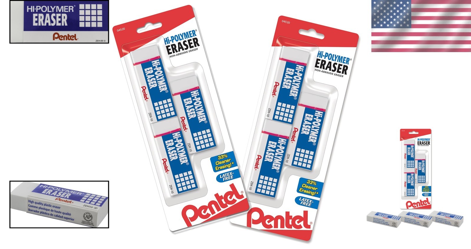 Durable 6-Pack Hi-Polymer Block Erasers with Protective Sleeve for Clean Work