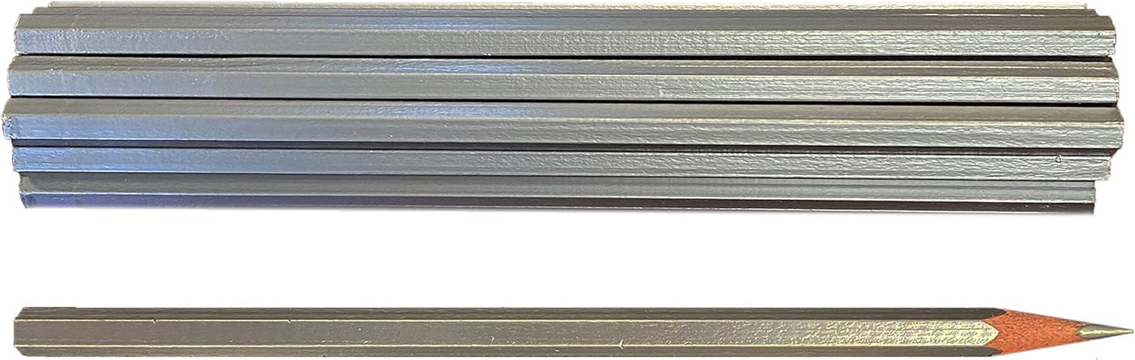 Silver Hex Pencil with Silver Lead – 12-Pack – Made in the USA – Quality Marking