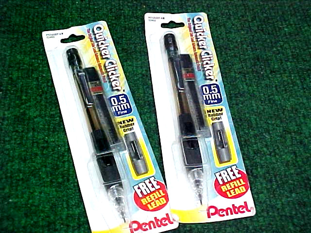 Lot (2) NIP Vintage Pentel “QUICKER CLICKER” Smoke Barrel 0.5 Fine Pencils JAPAN