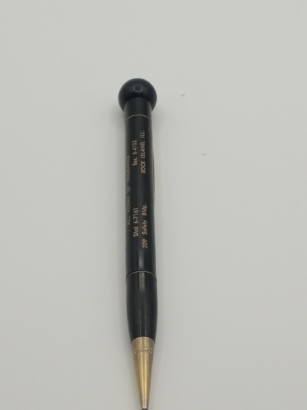 Vintage Redipoint Mech. Pencil 8-Ball Insurance Rock Island Il.