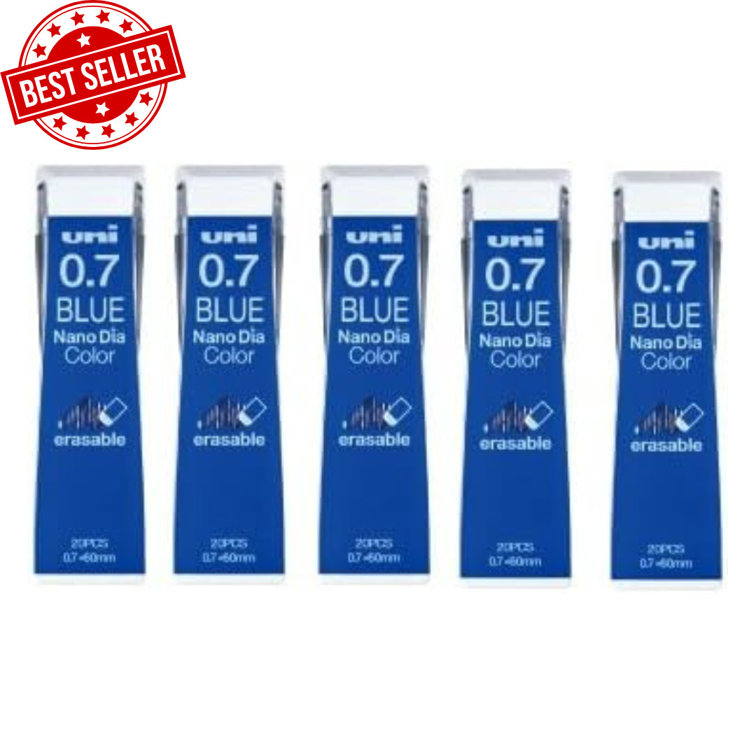 Uni NanoDia 0.7mm Blue Mechanical Pencil Leads 5 Pack 100 Leads Value Set