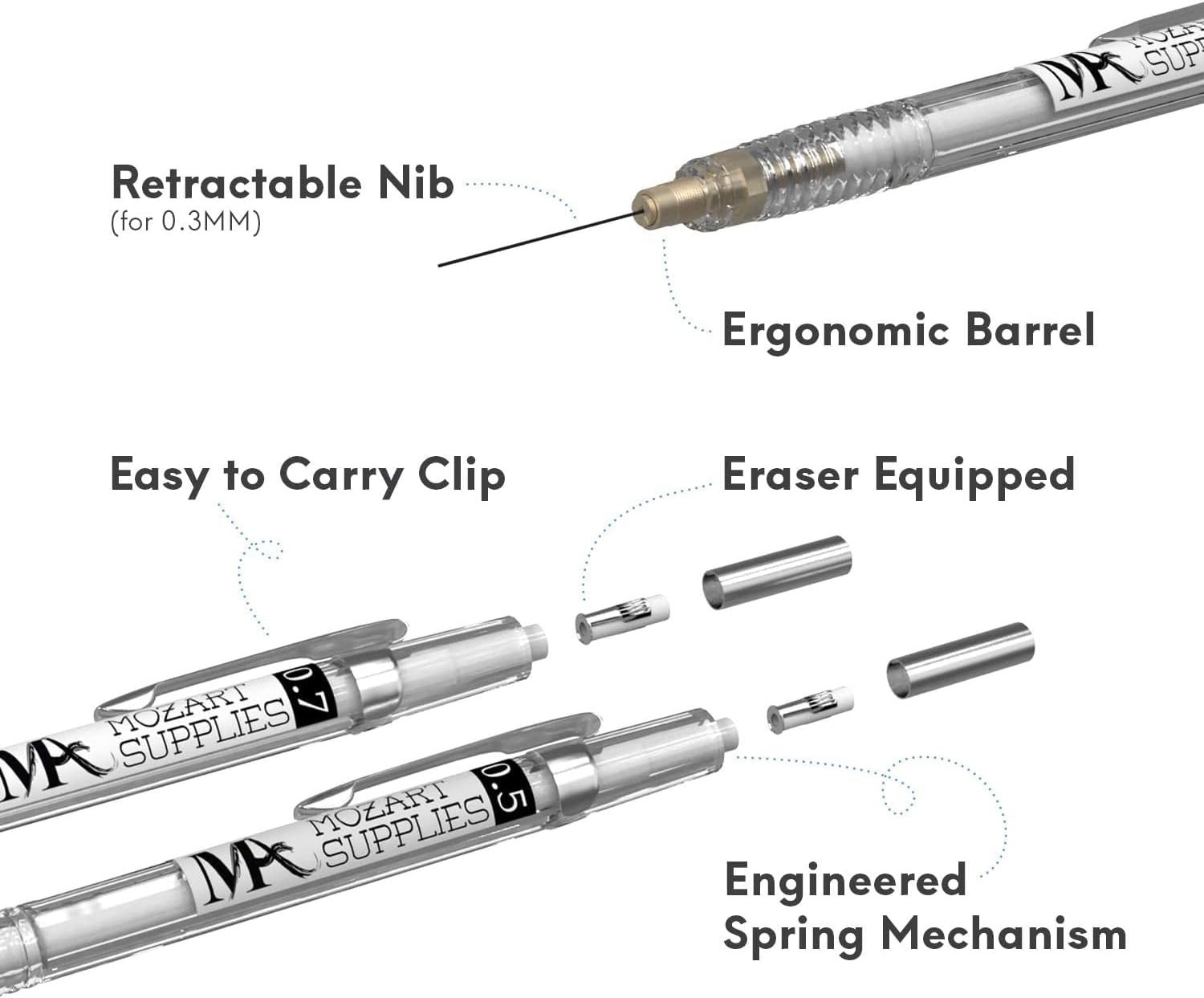 MozArt 4-Size Mechanical Pencil Set with Case & Refills – Drafting & Drawing