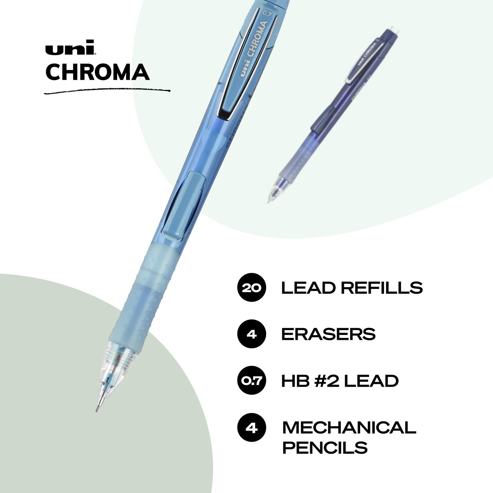uni ball CHROMA Mechanical Pencils 0.7mm Pack of 4 with Cushioned Tip