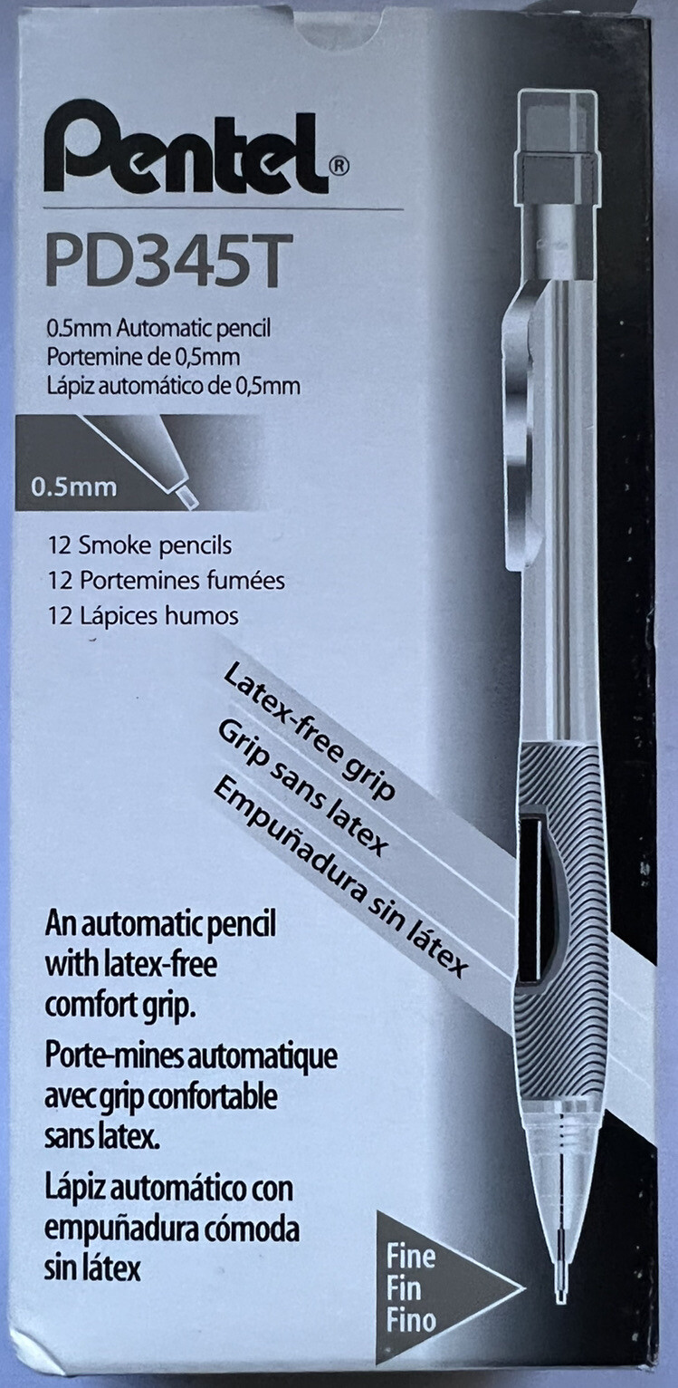 Pentel Quicker Clicker Automatic Pencil, 0.5mm Lead Size, Transparent 12 Count