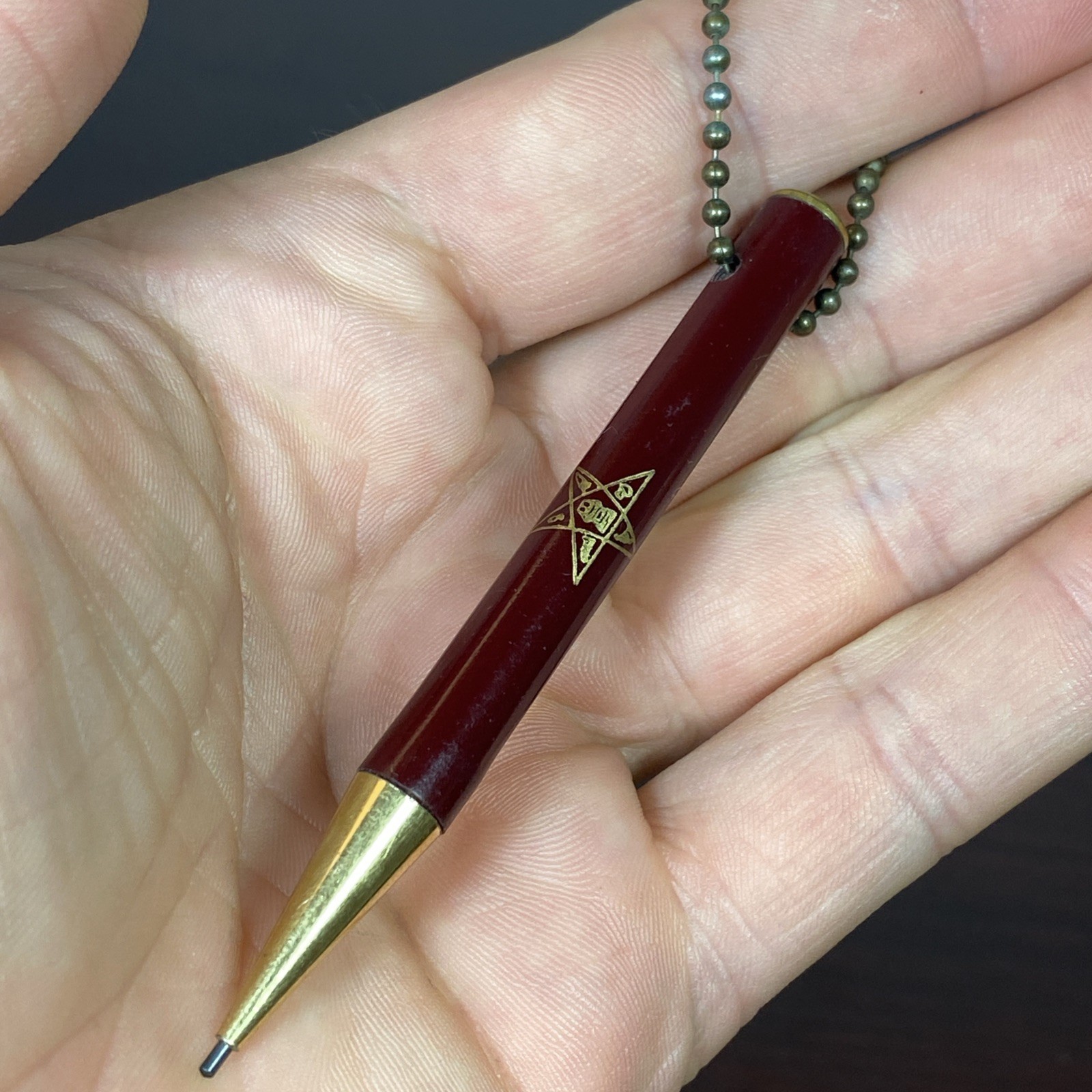 Masonic OES Order Of The Eastern Star Mechanical Pencil VTG Keychain Bead Chain