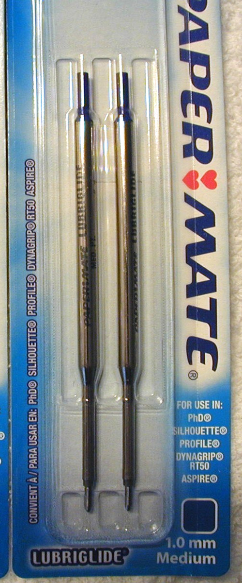 New Old Stock PaperMate Ballpoint pen Refill Carded 2 Pk Blue Medium Point