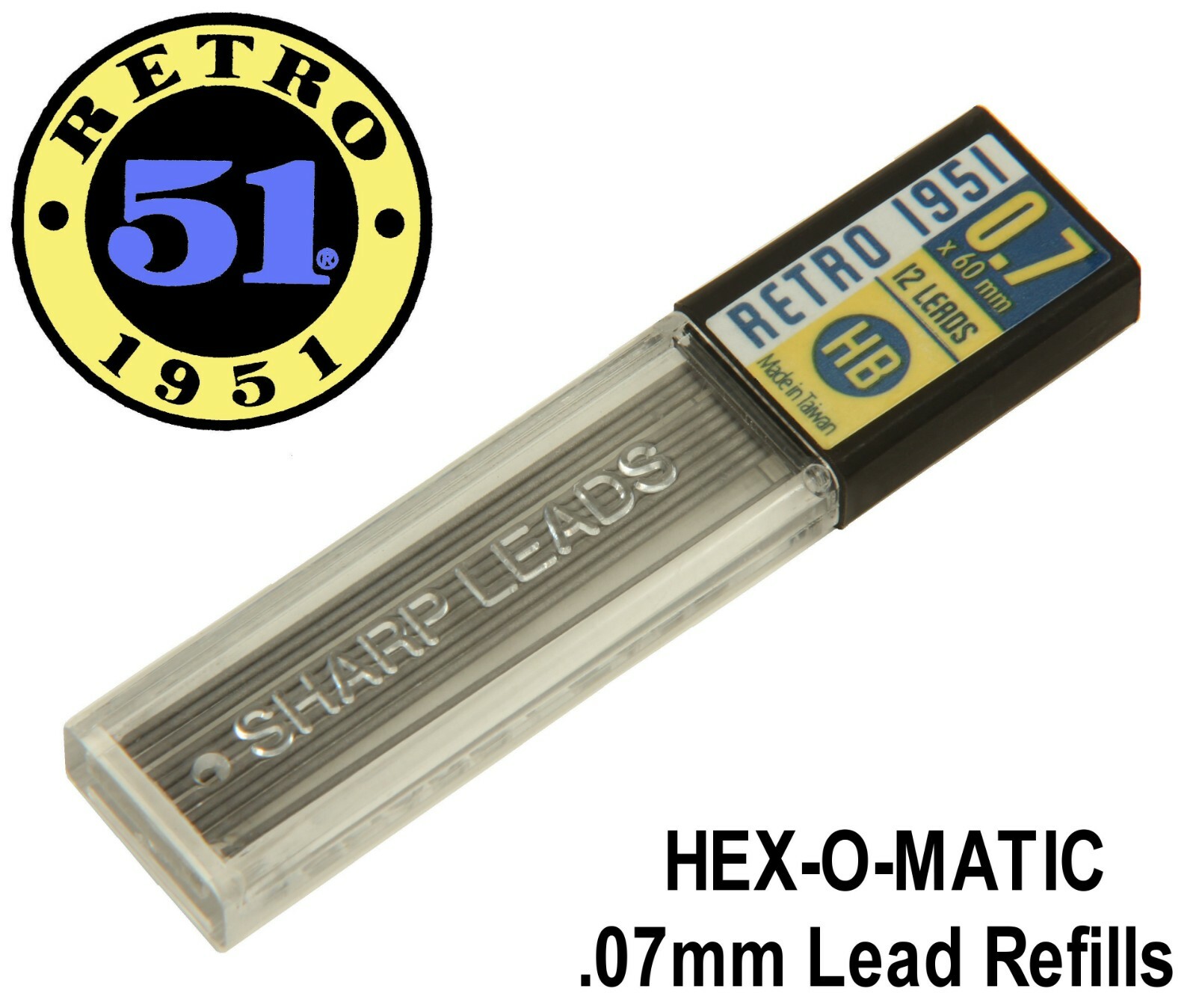 Retro 51 Hex-O-Matic Pencil .7mm Lead Refill Pack of 12 Leads / #REF40-L