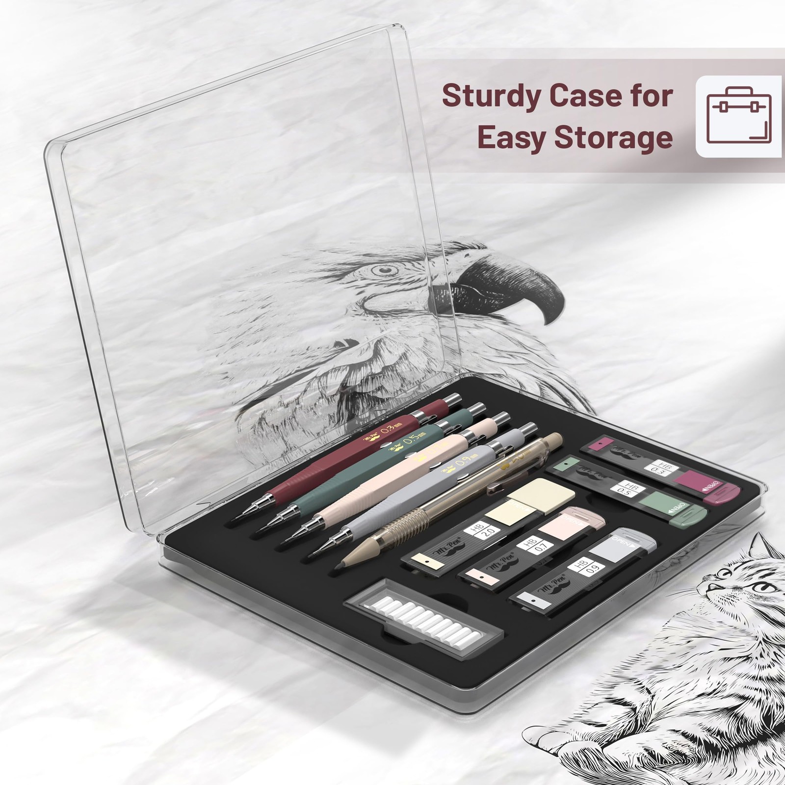 Mr. Pen- Art Mechanical Pencil Set, 5 Sizes (0.3, 0.5, 0.7, 0.9, 2.0mm) | 5 HB