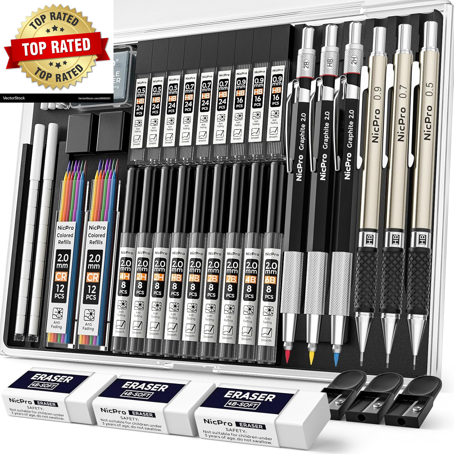35PCS Art Mechanical Pencil Set, 3 PCS Metal Drafting Pencil 0.5 Mm & 0.7 Mm & 0