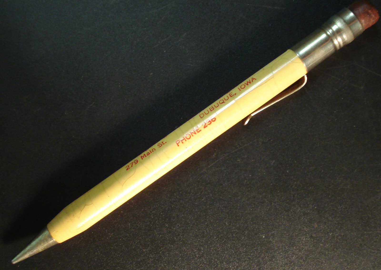 Vintage Dubuque, Iowa “Advertisers Service” Mechanical Pencil! Phone 236!