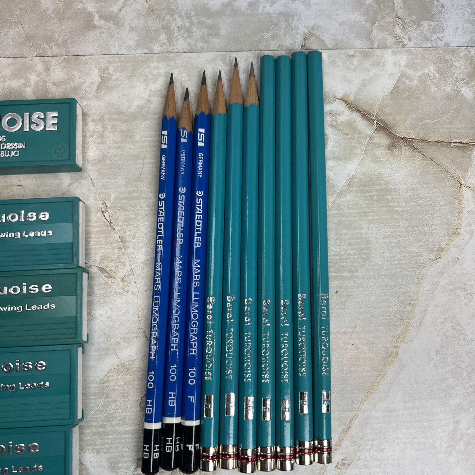 Lot Of Berol Turquoise Eagle & Staedtler Drawing Leads/Pencils Germany Artwork