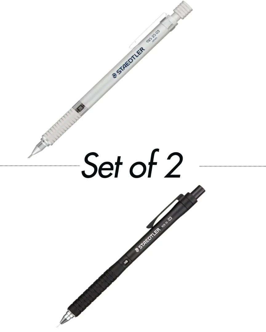 Staedtler Mechanical Pencil 925 15 Metal 0.3mm White & Black Set Of 2 Metal Grip