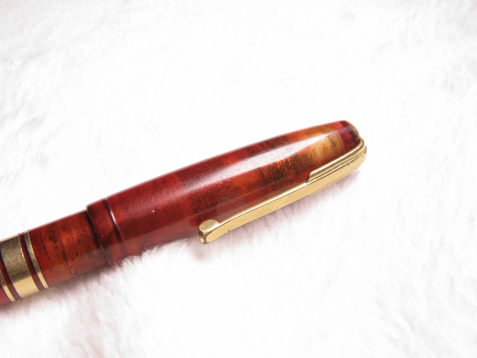 Waterman’s Clear Red/Orange tint with Gold Tone metal Vintage Mechanical Pencil