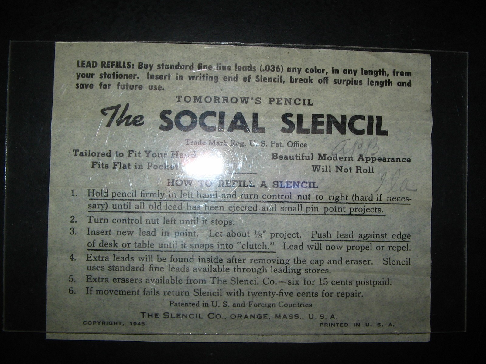 VTG c1950 4.5″ Flat Slencil Mechanical Pencil “Lord is my Shepherd’ N.O.S.+Box