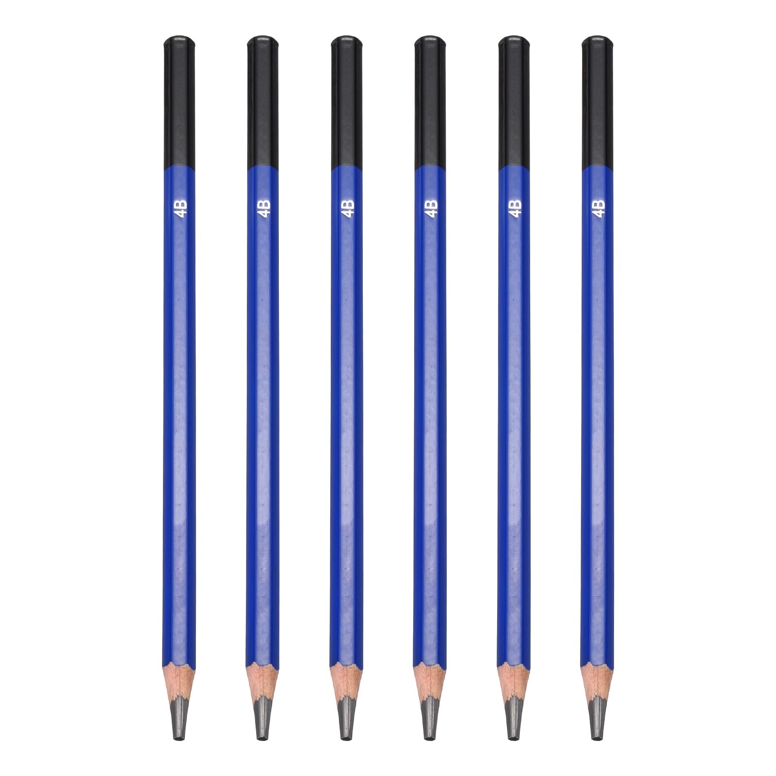 PATIKIL 4B Drawing Pencils, 6PCS Sketch 1 Count (Pack of 1), Blue Black