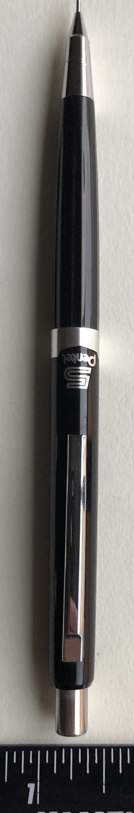 Vintage PENTEL 5 Mechanical Pencil .5mm Lead Black Barrel Chrome Trim Japan
