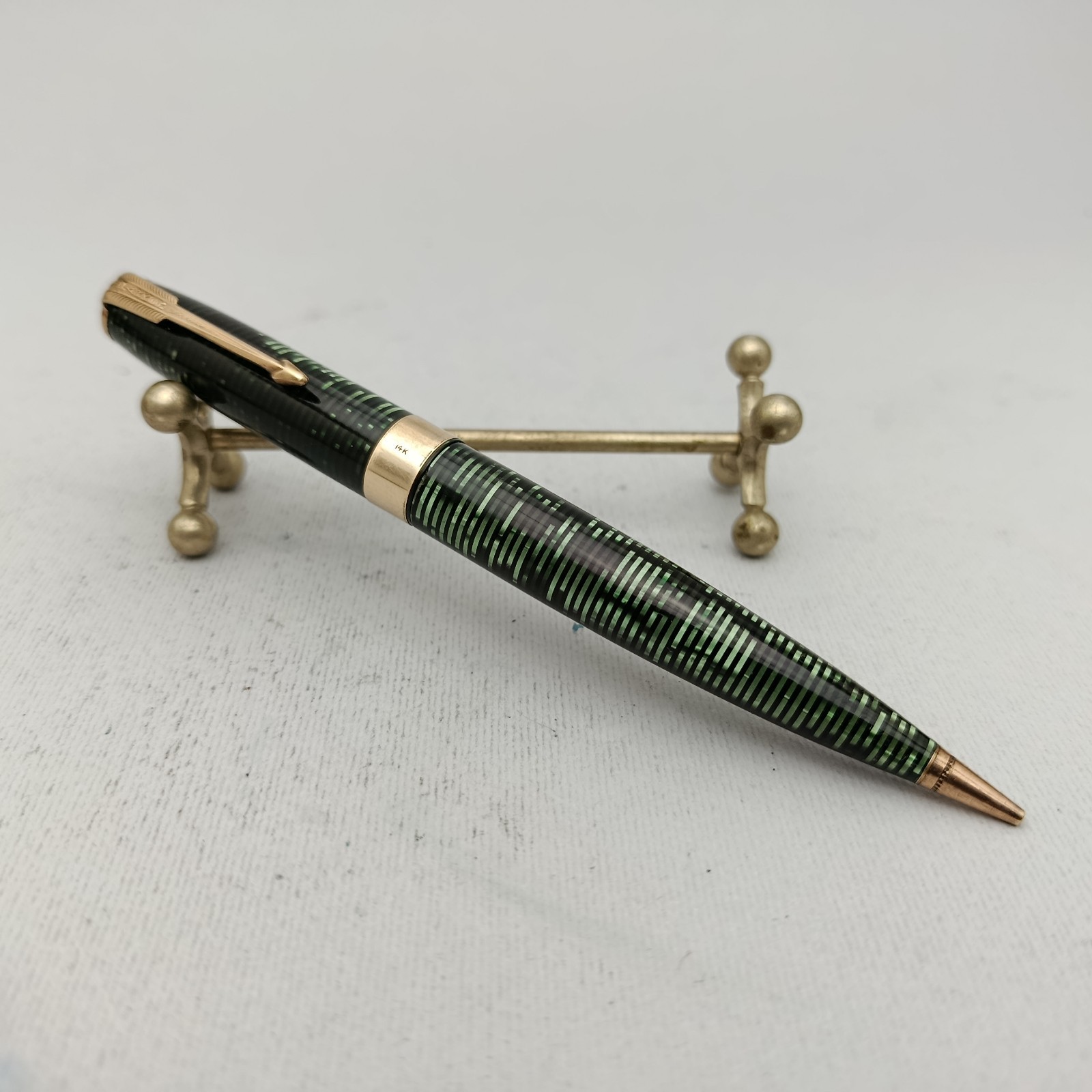 Parker Vacumatic Major Mechanical Pencil SOLID 14K Band Canada Emerald Pearl VTG