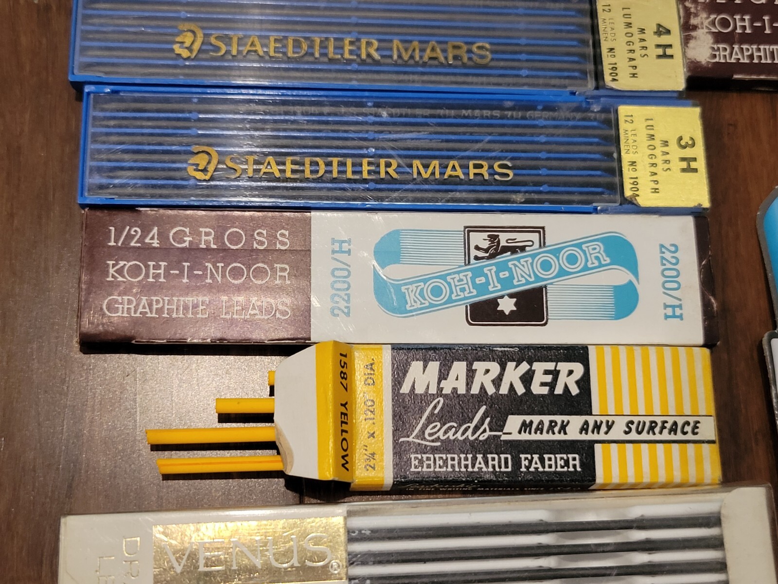 Vintage Drawing Leads Lot: Venus 2H 4H 2220 H Staedtler 3H 4H Faber Jet Erasers