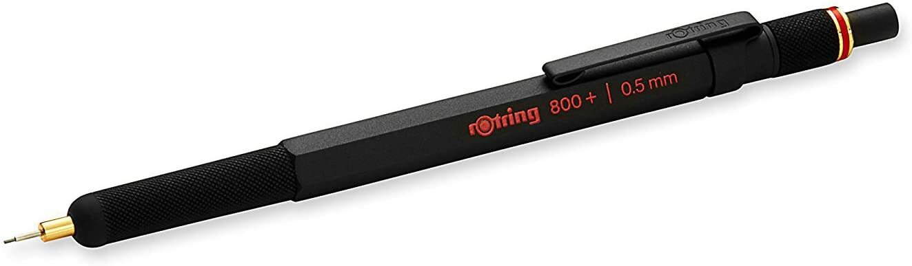 rOtring 1900181 800+ Mechanical Pencil and Touchscreen Stylus, 0.5 mm, Blac