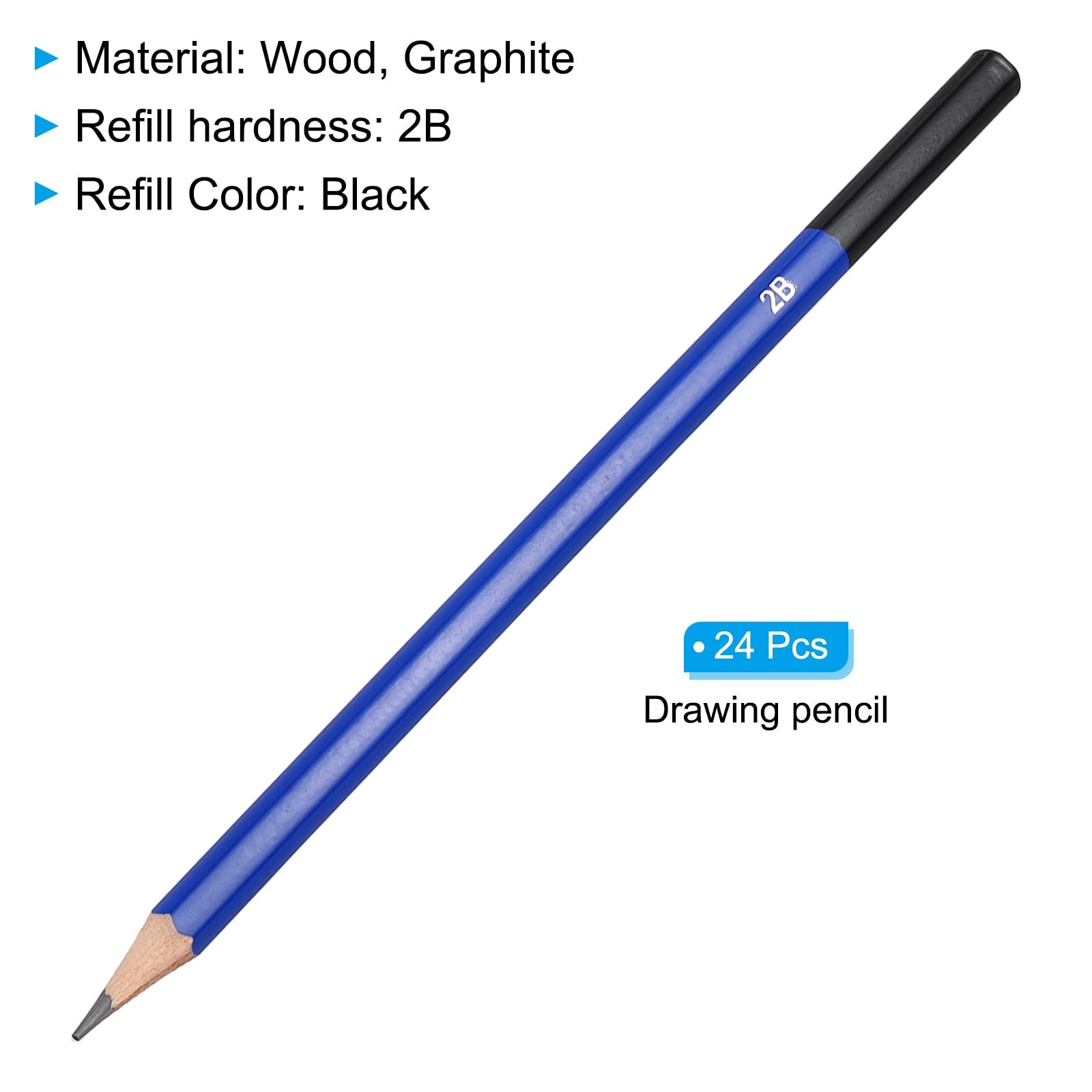 PATIKIL 2B Drawing Pencils for Sketching, 1 Count (Pack of 1), Blue Black