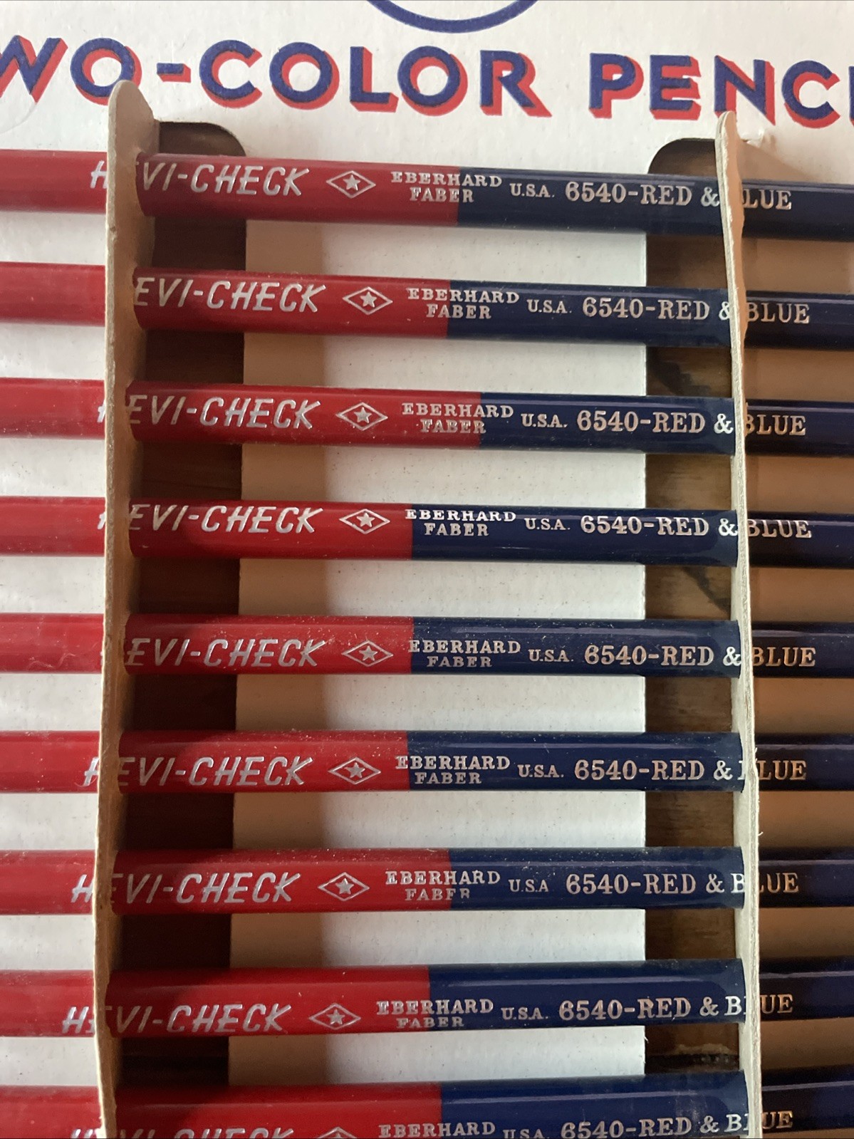 Eberhard Faber Red/Blue Pencils 12 Count Display Board Made U.S.A. Vintage